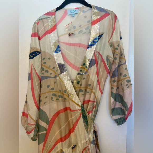 Taj by Sabrina Sequin Wrap Dress Size Medium - Picture 5 of 7